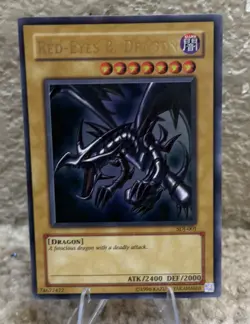 YuGiOh Red-Eyes Black Dragon SDJ-001 Vintage Ultra Rare MP *Free-Ship!* - Image 3
