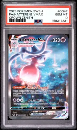 2023 Pokemon Crown Zenith FULL ART HATTERENE VMAX #GG47 PSA 10 Gem Mint - Image 1