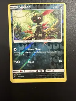 Sneasel 85/147 Burning Shadows Pokemon Reverse Holo MISCUT/MISALIGNMENT DOT - Image 1