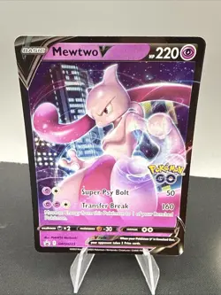 Pokemon TCG Mewtwo V SWSH223 Pokemon GO Black Star Promo Full Art Holo HP 220 - Image 1