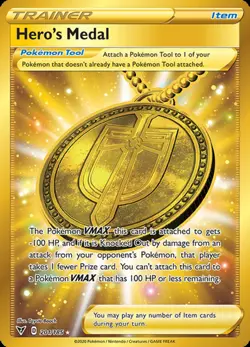 Hero's Medal - 201/185 - Secret Rare NM, English Pokemon Vivid Voltage - Image 1