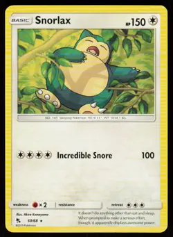 Snorlax 50/68 Rare Hidden Fates Pokemon Near Mint - Image 1