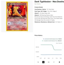 Dark Typhlosion Holo Rare 10/105 Neo Destiny Pokemon TCG 2000 - Image 5