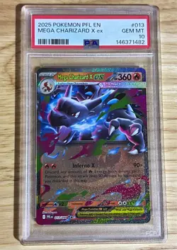 2025 Pokemon Phantasmal Flames Mega Charizard X EX 013/094 PSA 10 GEM MINT - Image 1