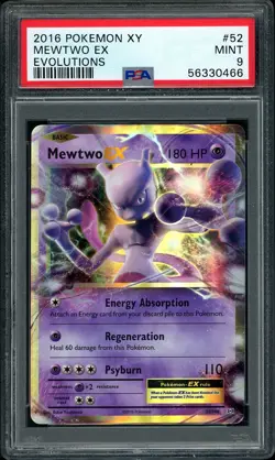 2016 Pokemon Evolutions Mewtwo EX #52 PSA 9 MINT - Image 1