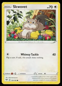 Skwovet 152/189 Common Darkness Ablaze Pokemon Near Mint - Image 1