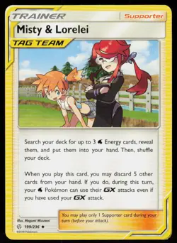 Misty & Lorelei 199/236 Uncommon Cosmic Eclipse Pokemon Near Mint - Image 1