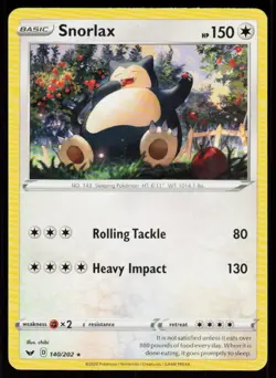 Snorlax 140/202 Rare Sword & Shield Pokemon Near Mint - Image 1