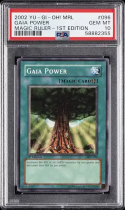 2002 YU-GI-OH! MRL-MAGIC RULER 1ST EDITION #096 GAIA POWER PSA 10 - Image 1