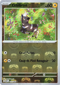 Carte Pokemon Zebibron pokeball 031/086 EV10.5 WHT flamme blanche NEUVE - Image 1