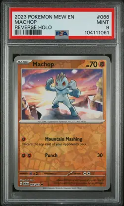 2023 POKEMON MEW EN-151 REVERSE HOLO #066 MACHOP PSA 9 - Image 1