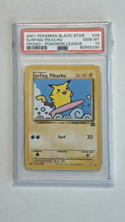 PSA 10 2001 Pokemon Surfing Pikachu 28/53 Black Star Promo PSA 10 - Image 1