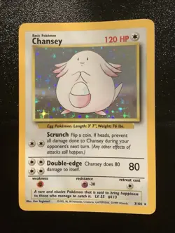 Pokemon Chansey Holo Rare Base Set 3/102 WOTC Vintage 1999 - Image 1