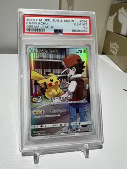 PSA 10 POKEMON 2019 JPN SUN & MOON DREAM LEAGUE #054 FULL ART/ PIKACHU - Image 1