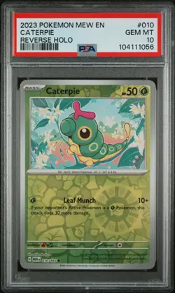 2023 POKEMON MEW EN-151 REVERSE HOLO #010 CATERPIE PSA 10 - Image 1