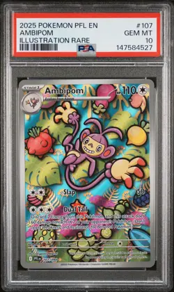 2025 Pokemon Pfl En-Phantasmal Flames #107 Ambipom Illustration Rare PSA 10 - Image 1