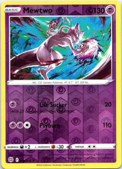 MEWTWO 056/172 RARE BRILLIANT STARS POKEMON REVERSE HOLO LP - Image 1