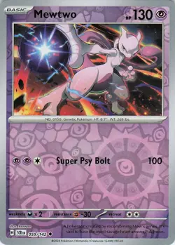 Mewtwo Reverse Holo 059/142 Uncommon SV07: Stellar Crown NM Pokemon - Image 1