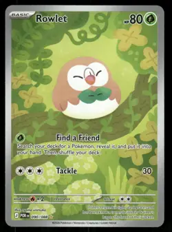 ROWLET 090/088 HOLO ILLUSTRATION RARE PERFECT ORDER POKEMON NEAR MINT - Image 1