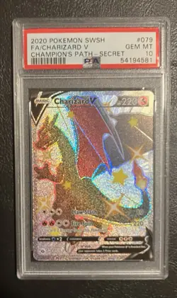 Pokemon PSA 10 Charizard V #079 Champion's Path Secret Rare - Image 1