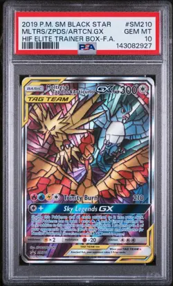 2019 POKEMON SM BLACK STAR PROMO FULL ART/MOLTRES & ZAPDOS & ARTICUNO GX PSA 10 - Image 1