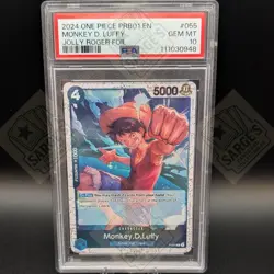 One Piece Monkey D. Luffy Full Art HOLOFOIL Jolly Roger PRB01 P-055 EN PSA 10 - Image 1