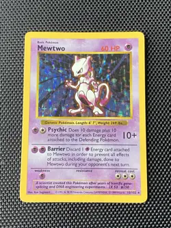 Mewtwo 10/102 Pokemon Card TCG Shadowless WOTC Unlimited Edition LP-MP - Image 1
