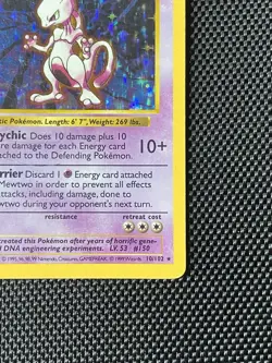 Mewtwo 10/102 Pokemon Card TCG Shadowless WOTC Unlimited Edition LP-MP - Image 4