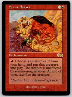 Sneak Attack 218 Rare Urza's Saga Magic: The Gathering Lightly Played - Image 1