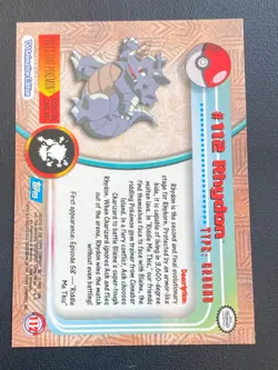 ENGLISH POKEMON RHYDON #112 TV ANIMATION TOPPS NON HOLO RHYNOFEROS - MINT - Image 2