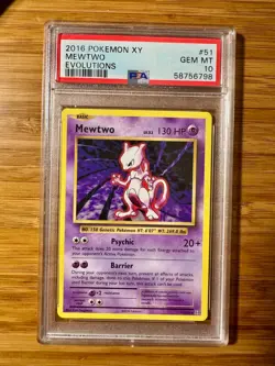 2016 Pokemon XY Evolutions #51 Non-Holo Rare Mewtwo PSA 10 GEM MINT - Image 1
