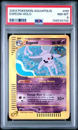 Espeon #H9 2003 Holo Rare Pokemon Aquapolis PSA 8 - Image 1