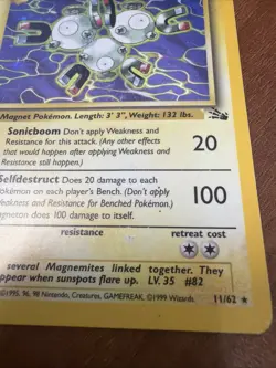 Magneton 11/62 Holo Rare Fossil Pokemon TCG 1999 Unlimited - Image 2