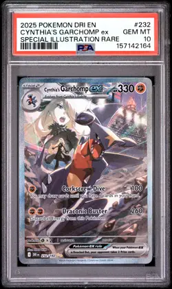 2025 POKEMON DRI EN-DESTINED RIVALS #232 CYNTHIA'S GARCHOMP EX PSA 10 - Image 1