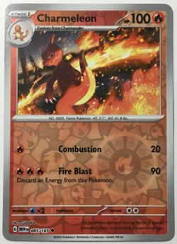 POKEMON CHARMELEON 005/165 SCARLET & VIOLET 151 UNCOMMON REVERSE HOLO NEAR MINT - Image 1