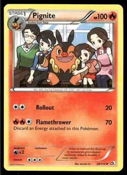 2013 Pokemon Pignite Uncommon Legendary Treasures 26/113 HP - Image 1