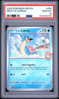 2025 POKEMON DRI EN-DESTINED RIVALS #050 MISTY'S LAPRAS PSA 10 - Image 1