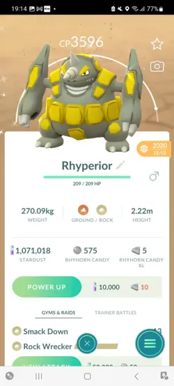 Pokemon Go Shiny Rhyperior ( High CP ) - Image 1