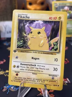 Pokemon-1st Edition- Pikachu (Yellow Cheeks) 58/102 Base Set- German Mint! Clean - Image 1