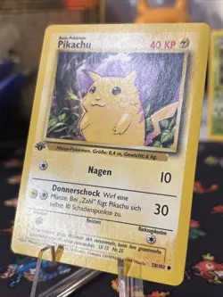 Pokemon-1st Edition- Pikachu (Yellow Cheeks) 58/102 Base Set- German Mint! Clean - Image 2
