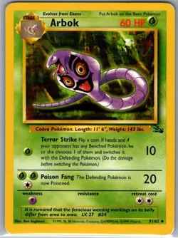 Arbok 31/62 Non Holo Fossil - Pokemon Card - LP - Image 1