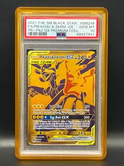 PIKACHU & ZEKROM GX #SM248 FULL ART-2021 POKEMON SM BLACK STAR PROMO- PSA 10 - Image 1
