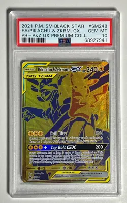 PIKACHU & ZEKROM GX #SM248 FULL ART-2021 POKEMON SM BLACK STAR PROMO- PSA 10 - Image 2