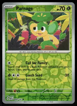 Pansage 004/182 Common Paradox Rift Pokemon Reverse Holo Near Mint - Image 1