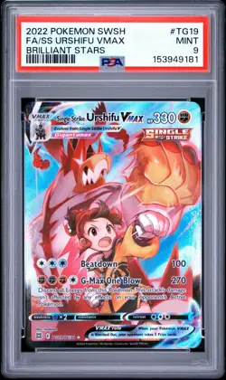 POKEMON 2022 2 Brilliant Stars Full Art Single Strike URSHIFU Vmax #TG19 PSA 9 - Image 1