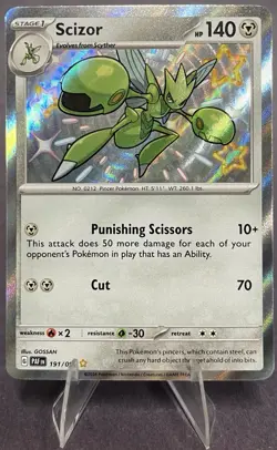 NM Scizor 191/091 Holo Paldean Fates Authentic Pokemon Card - Image 1