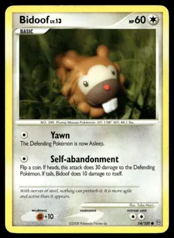 Yuka Morii Bidoof 54/100 Stormfront HP Pokemon TCG - Image 1