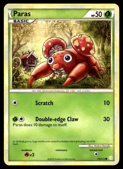 Paras HeartGold SoulSilver Common 76/123 2010 Pokemon TCG - Image 1