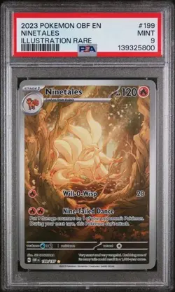 PSA 9 2023 Pokemon TCG Ninetales 199/197 SV03 Obsidian Flames IR Holo EN - Image 1
