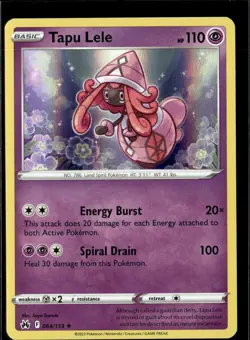 Pokemon Tapu Lele 064/159 Crown Zenith Holo Rare 2 Card Lot - Image 1
